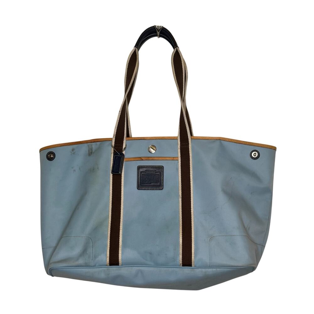 Coach 5071 Hampton Weekend Light Blue Large Nylon Tote Bag